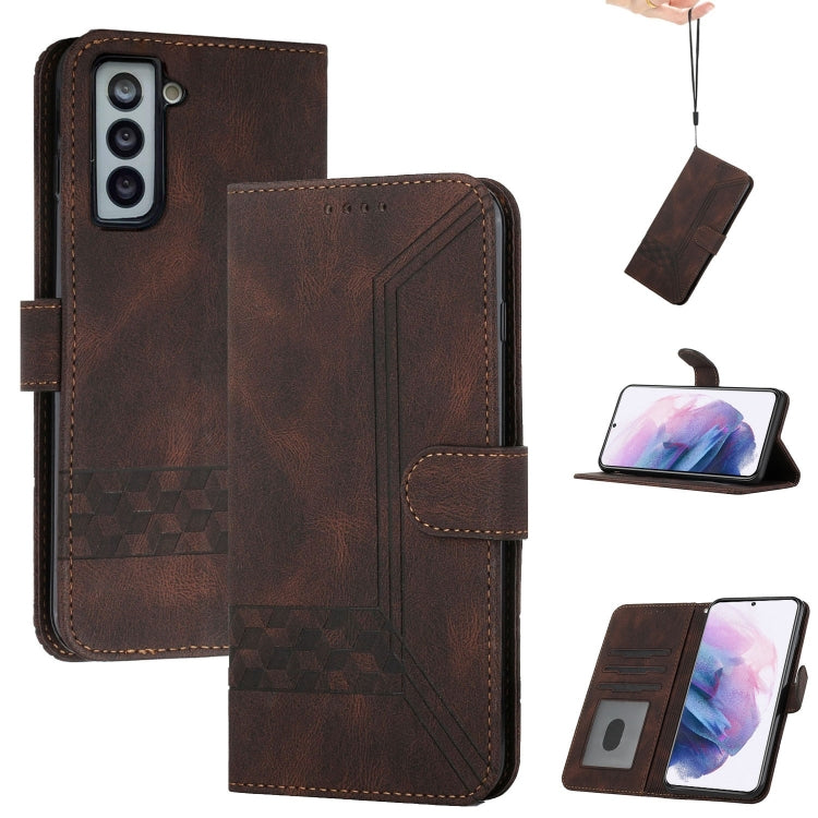 Custodia per cellulare in pelle con vibrazione Cubic Skin Feel, For Samsung Galaxy S21+ 5G, For Samsung Galaxy S21 FE 5G, For Samsung Galaxy S21 Ultra 5G, For Samsung Galaxy S22 5G