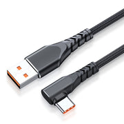 6A 66W USB a USB-C / Type-C Gomito Cavo dati veloce per giochi per telefoni cellulari, 0.5m, 1m, 2m, 3m
