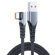 6A 66W USB a USB-C / Type-C Gomito Cavo dati veloce per giochi per telefoni cellulari, 0.5m, 1m, 2m, 3m