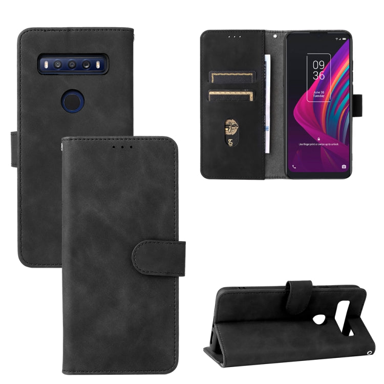 Custodia per telefono in pelle con fibbia magnetica tinta unita, For TCL 10 SE