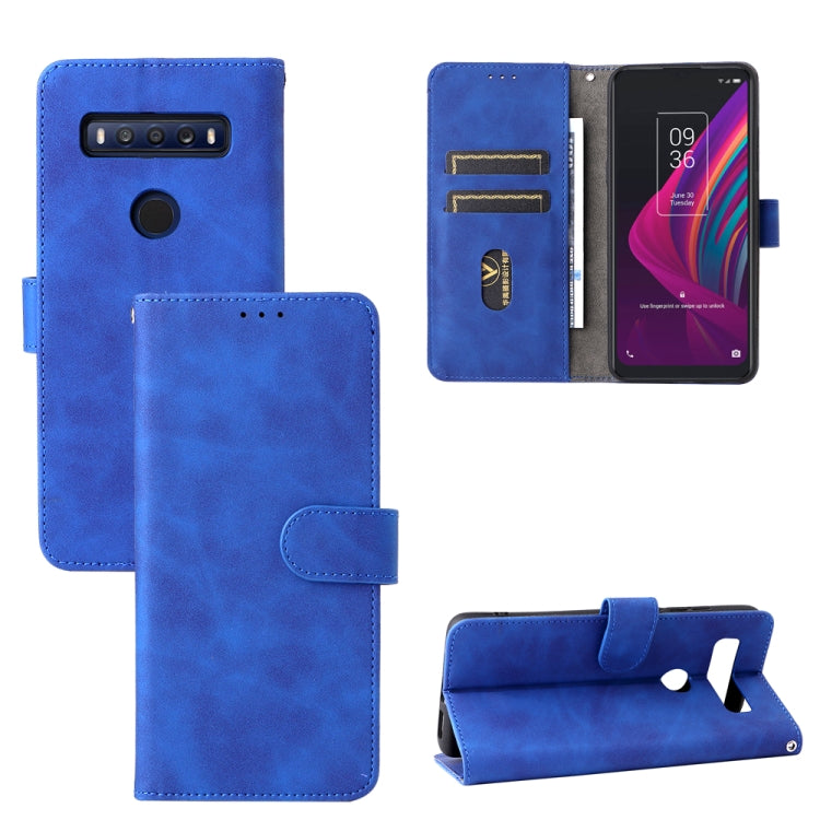 Custodia per telefono in pelle con fibbia magnetica tinta unita, For TCL 10 SE
