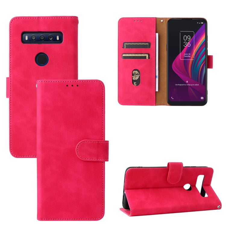 Custodia per telefono in pelle con fibbia magnetica tinta unita, For TCL 10 SE