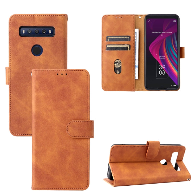 Custodia per telefono in pelle con fibbia magnetica tinta unita, For TCL 10 SE