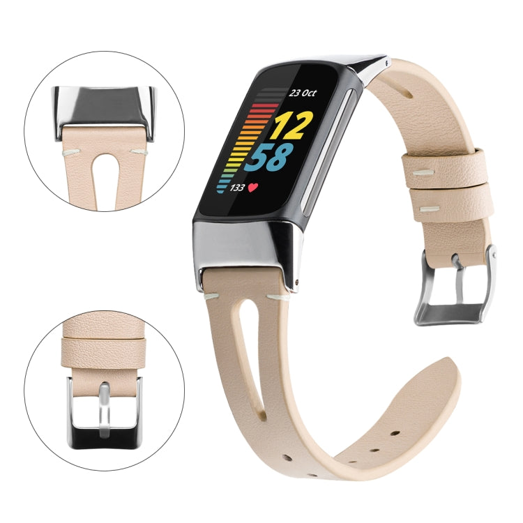 FC5-18 Cinturino in pelle con cinturino a punta, For Fitbit Charge 5