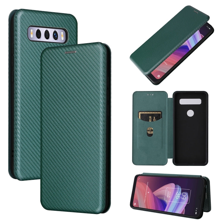 Custodia per telefono in pelle magnetica con trama in fibra di carbonio con slot per schede, For TCL 10 SE, For Motorola Edge 2021, For Motorola Moto G60S