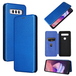 Custodia per telefono in pelle magnetica con trama in fibra di carbonio con slot per schede, For TCL 10 SE, For Motorola Edge 2021, For Motorola Moto G60S