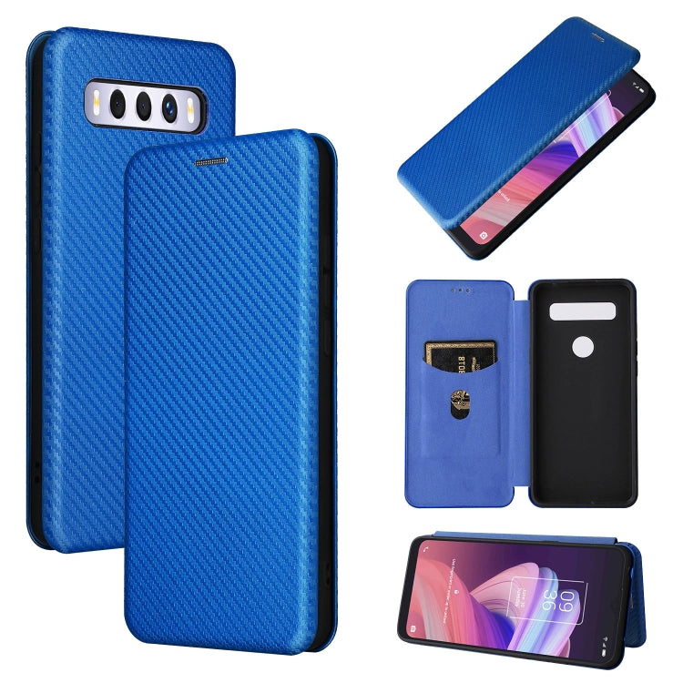 Custodia per telefono in pelle magnetica con trama in fibra di carbonio con slot per schede, For TCL 10 SE, For Motorola Edge 2021, For Motorola Moto G60S