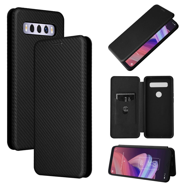 Custodia per telefono in pelle magnetica con trama in fibra di carbonio con slot per schede, For TCL 10 SE, For Motorola Edge 2021, For Motorola Moto G60S