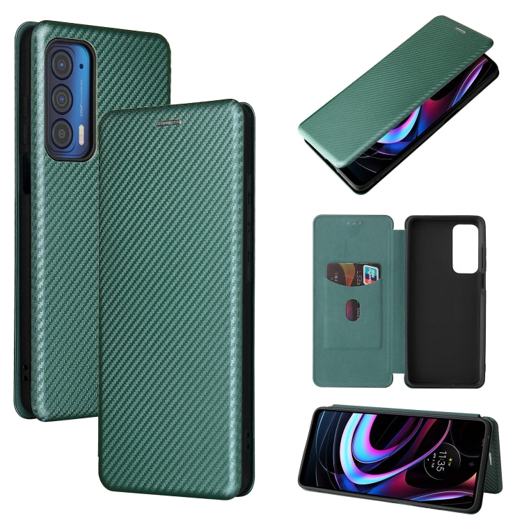 Custodia per telefono in pelle magnetica con trama in fibra di carbonio con slot per schede, For TCL 10 SE, For Motorola Edge 2021, For Motorola Moto G60S