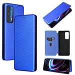 Custodia per telefono in pelle magnetica con trama in fibra di carbonio con slot per schede, For TCL 10 SE, For Motorola Edge 2021, For Motorola Moto G60S