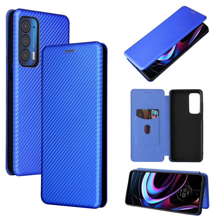 Custodia per telefono in pelle magnetica con trama in fibra di carbonio con slot per schede, For TCL 10 SE, For Motorola Edge 2021, For Motorola Moto G60S