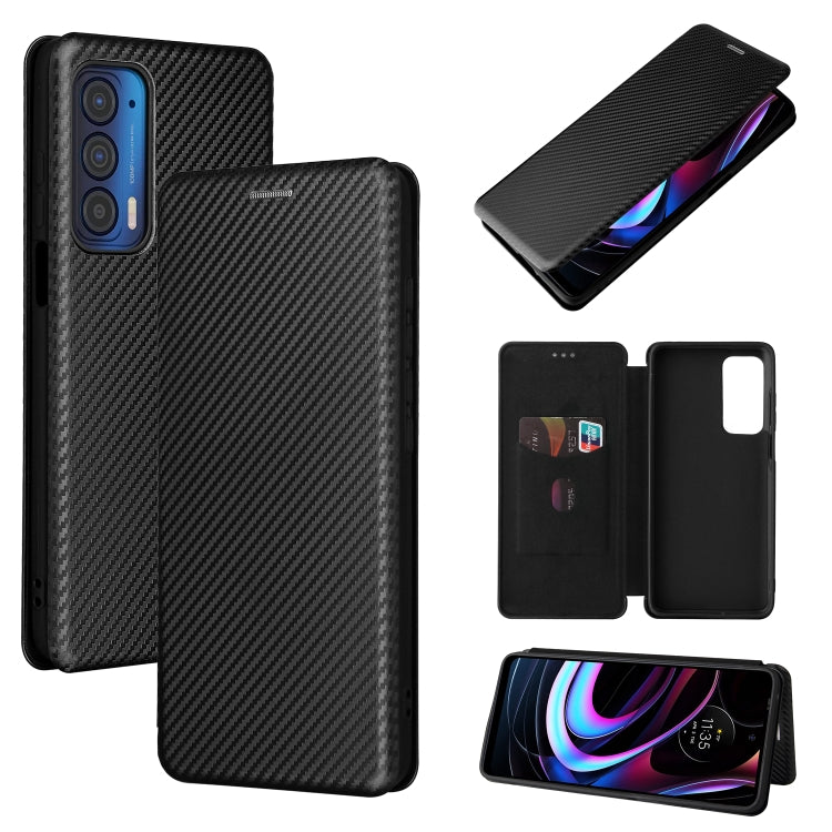 Custodia per telefono in pelle magnetica con trama in fibra di carbonio con slot per schede, For TCL 10 SE, For Motorola Edge 2021, For Motorola Moto G60S