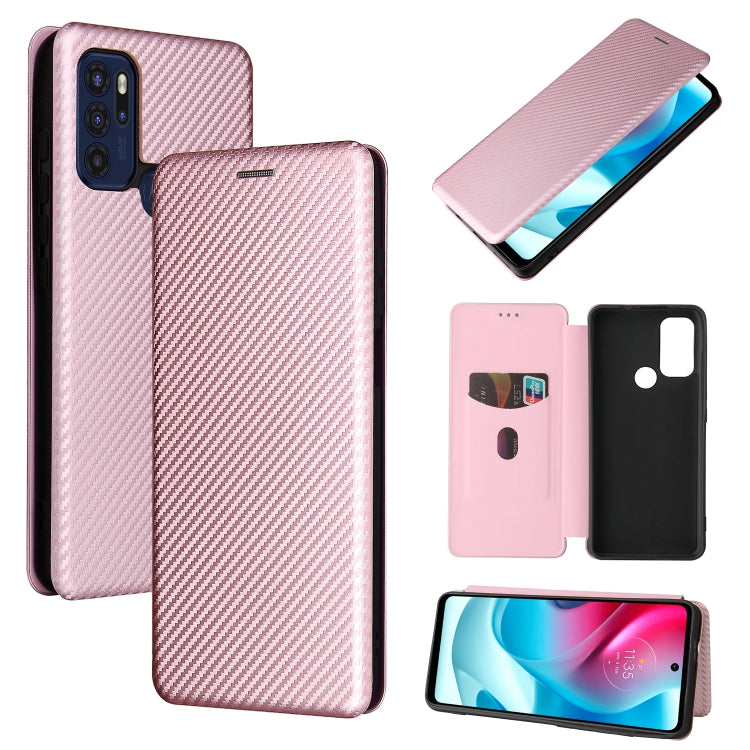 Custodia per telefono in pelle magnetica con trama in fibra di carbonio con slot per schede, For TCL 10 SE, For Motorola Edge 2021, For Motorola Moto G60S