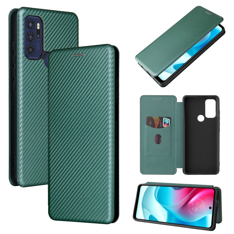 Custodia per telefono in pelle magnetica con trama in fibra di carbonio con slot per schede, For TCL 10 SE, For Motorola Edge 2021, For Motorola Moto G60S
