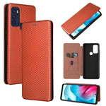 Custodia per telefono in pelle magnetica con trama in fibra di carbonio con slot per schede, For TCL 10 SE, For Motorola Edge 2021, For Motorola Moto G60S