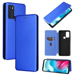 Custodia per telefono in pelle magnetica con trama in fibra di carbonio con slot per schede, For TCL 10 SE, For Motorola Edge 2021, For Motorola Moto G60S
