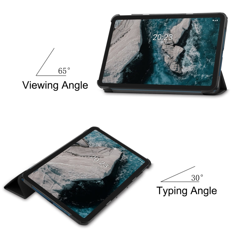 Custodia per tablet in pelle Custer Texture con supporto a tre pieghe, For Nokia T20