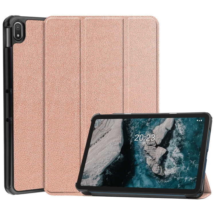 Custodia per tablet in pelle Custer Texture con supporto a tre pieghe, For Nokia T20