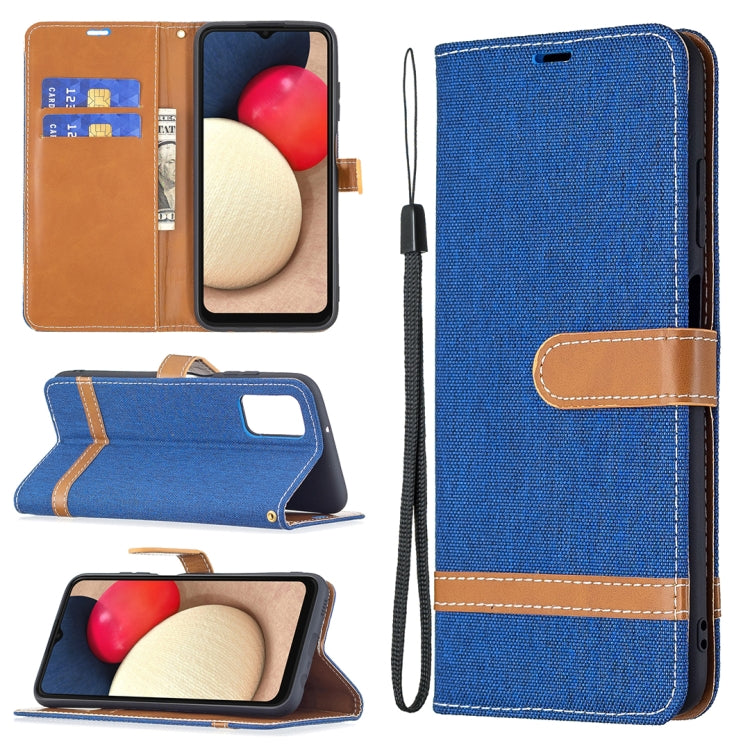 Custodia per cellulare in pelle color denim abbinata, For Samsung Galaxy A03s 166mm