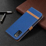 Custodia per cellulare in pelle color denim abbinata, For Samsung Galaxy A03s 166mm