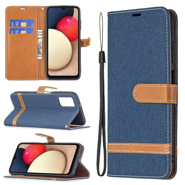 Custodia per cellulare in pelle color denim abbinata, For Samsung Galaxy A03s 166mm