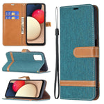 Custodia per cellulare in pelle color denim abbinata, For Samsung Galaxy A03s 166mm