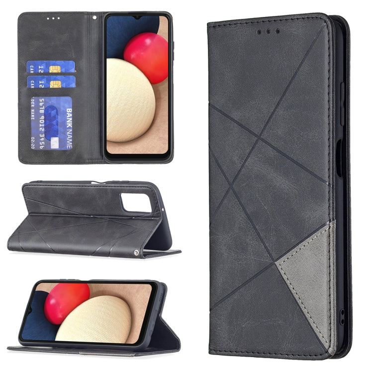 Custodia per telefono in pelle magnetica con trama a rombo, For Samsung Galaxy A03s 166mm