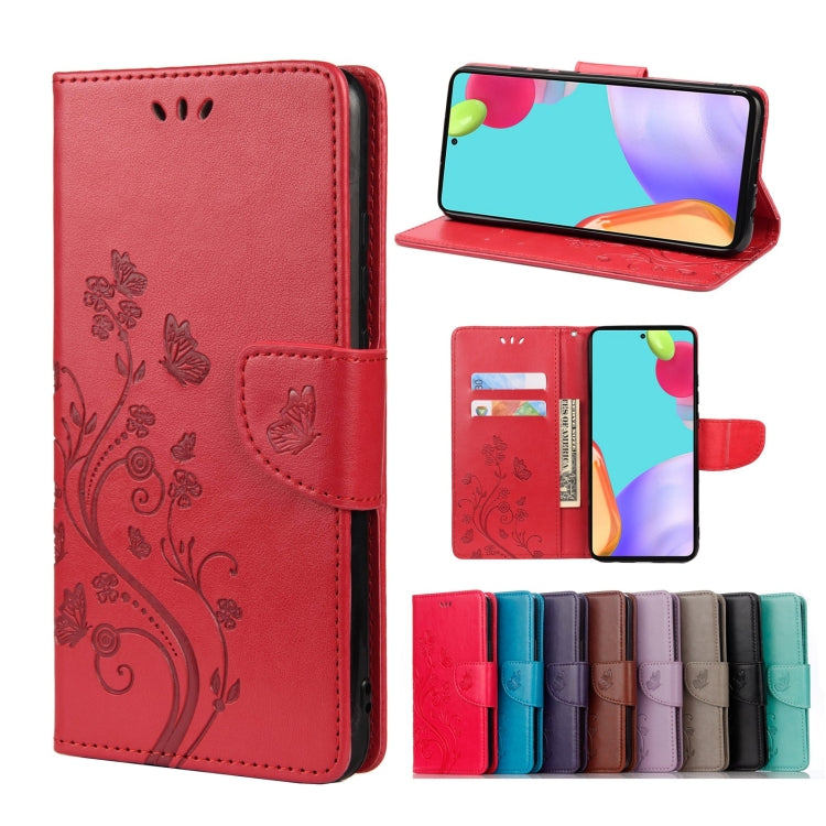 Custodia per telefono in pelle a vibrazione orizzontale con motivo floreale a farfalla con slot per schede e supporto, For Samsung Galaxy A33 5G, For Samsung Galaxy A53 5G, For Xiaomi Redmi Note 11 Pro