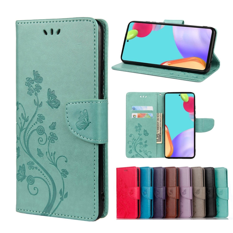 Custodia per telefono in pelle a vibrazione orizzontale con motivo floreale a farfalla con slot per schede e supporto, For Samsung Galaxy A33 5G, For Samsung Galaxy A53 5G, For Xiaomi Redmi Note 11 Pro