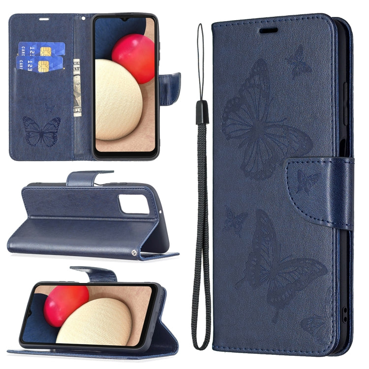 Custodia per telefono in pelle con due farfalle goffrate, For Samsung Galaxy A03s 166mm