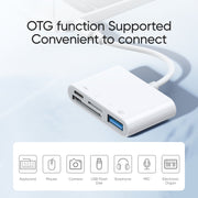 JOYROOM S-H142 4 in 1 8 pin a scheda SD / TF + carica a 8 pin + adattatore per lettore fotocamera OTG interfaccia USB, compatibile con IOS 13