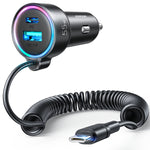 JOYROOM JR-CL07 3 in 1 55W PD USB-C / Type-C + Caricatore per auto con interfaccia USB con cavo dati a molla USB-C / Type-C, JR-CL07