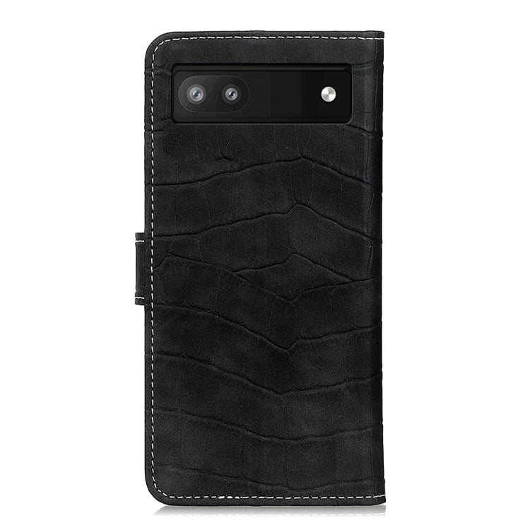 Custodia per telefono in pelle a conchiglia con struttura in coccodrillo con supporto e slot per schede, For Google Pixel 6a