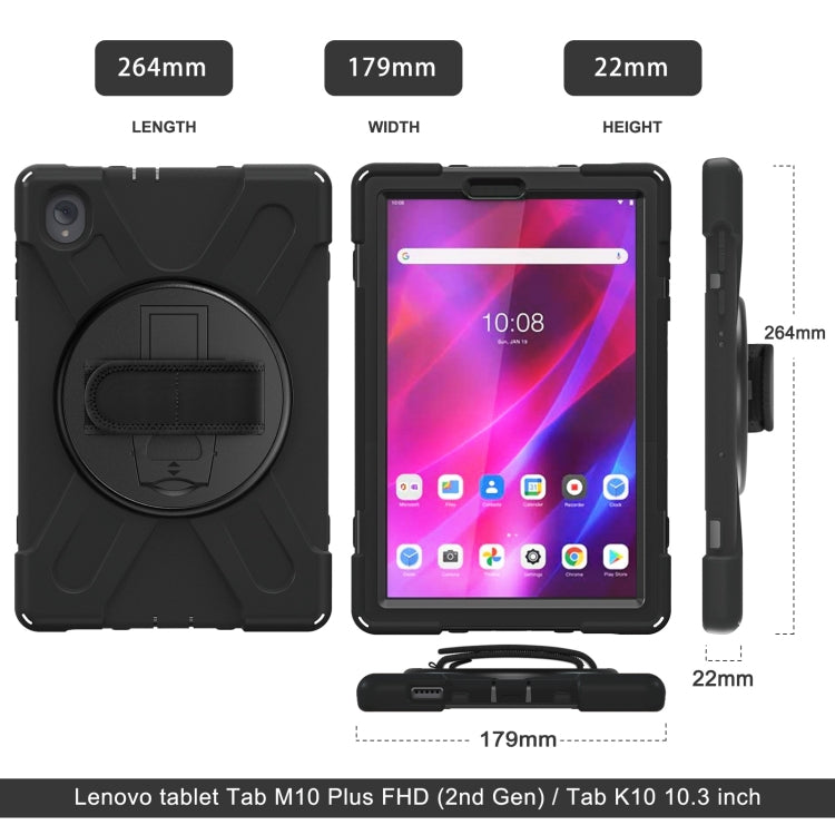 Custodia protettiva per tablet in silicone + PC con supporto e tracolla, For Lenovo Tab K10 / M10 Plus