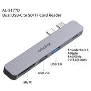 amalink 9177D Lettore di schede Dual Type-C / USB-C a SD/TF, 9177D