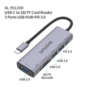 amalink 95120D Type-C / USB-C a SD/TF + 3 porte USB + PD 3.0 Docking station HUB multifunzione, 95120D