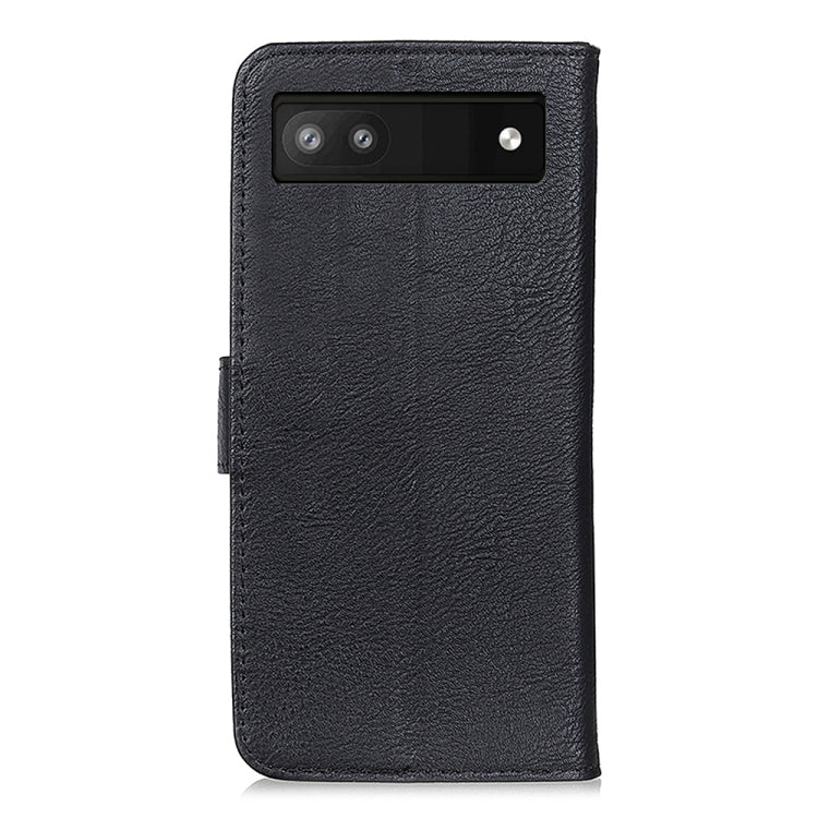 KHAZNEH Custodia per telefono in pelle a conchiglia con trama in pelle bovina, For Google Pixel 6a