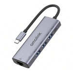 Hub USB-C Amalink 95121D con RJ45 e 3 porte USB