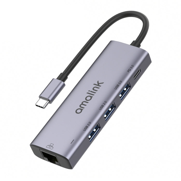 Hub USB-C Amalink 95121D con RJ45 e 3 porte USB