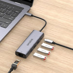 Hub USB-C Amalink 95121D con RJ45 e 3 porte USB