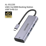 Hub USB-C con HDMI 4K 30Hz, 3 porte USB e PD 3.0
