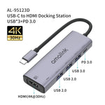 Hub USB-C con HDMI 4K 30Hz, 3 porte USB e PD 3.0