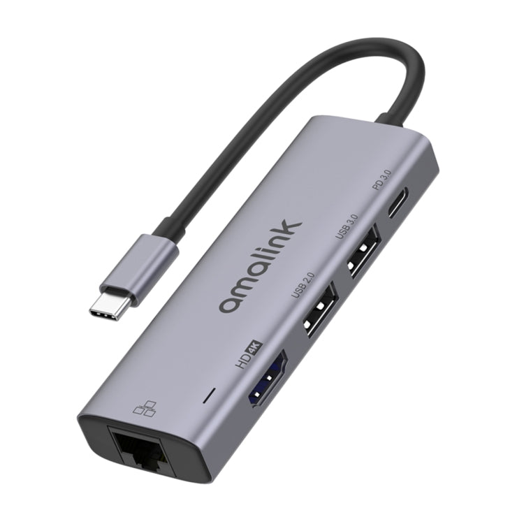 Hub USB-C Amalink 95125D con HDMI, RJ45 e 2 porte USB