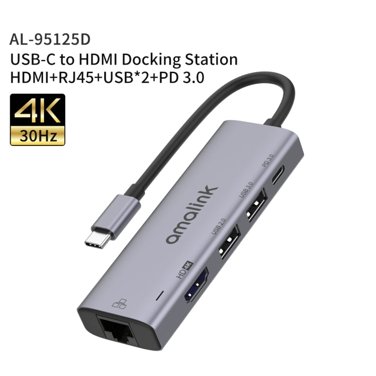 Hub USB-C Amalink 95125D con HDMI, RJ45 e 2 porte USB