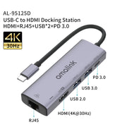 amalink 95125D Tipo-C / USB-C a HDMI + RJ45 + 2 porte USB + HUB multifunzione PD 3.0, 95125D