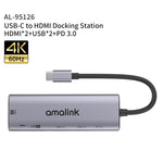 Hub USB-C con doppio HDMI 4K 30Hz e 2 porte USB