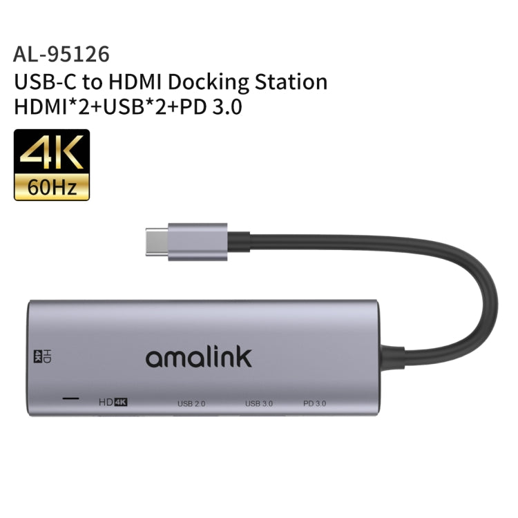 Hub USB-C con doppio HDMI 4K 30Hz e 2 porte USB