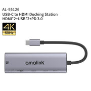 amalink 95126 Tipo-C / USB-C a doppio HDMI + 2 porte USB + HUB multifunzione PD 3.0, 95126