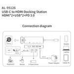 Hub USB-C con doppio HDMI 4K 30Hz e 2 porte USB