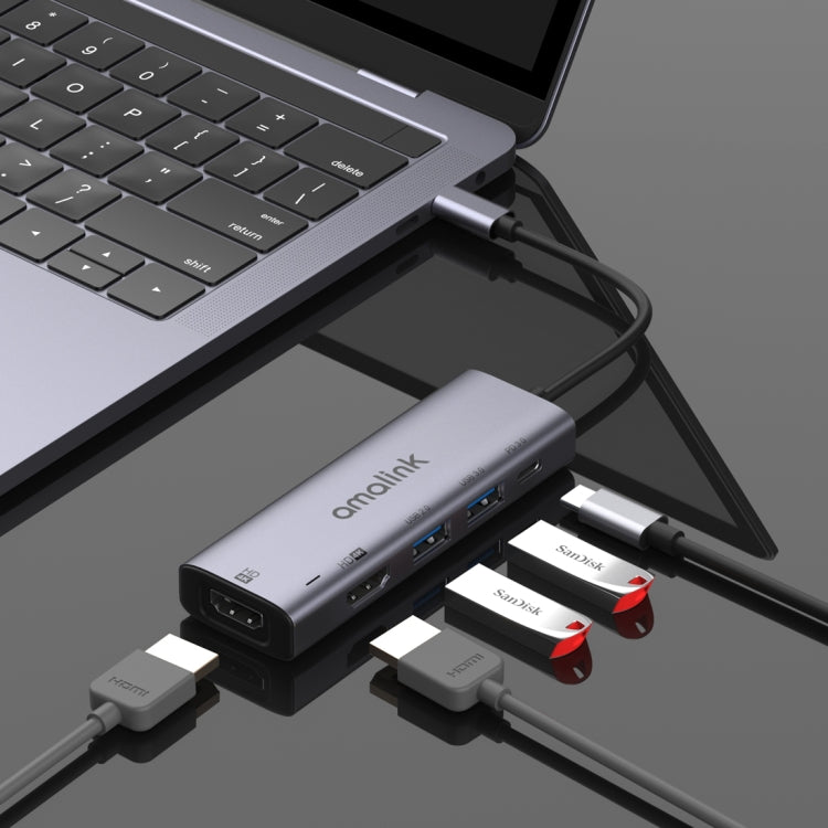 Hub USB-C con doppio HDMI 4K 30Hz e 2 porte USB